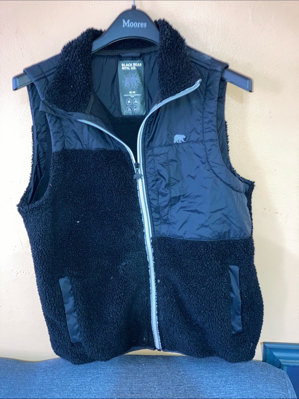 Men's Black Wool Blend Button-Front Coat
